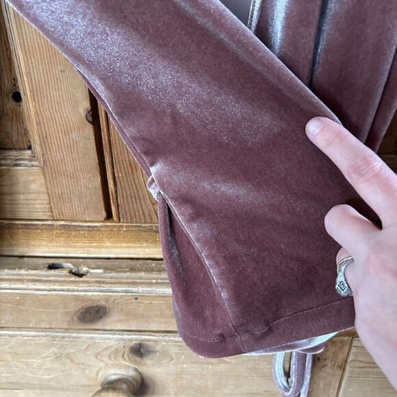 Madewell Small Blouse Taupe Pink Velvet Ballet Wrap Top Long Sleeve Tie Shirt - Picture 6 of 10